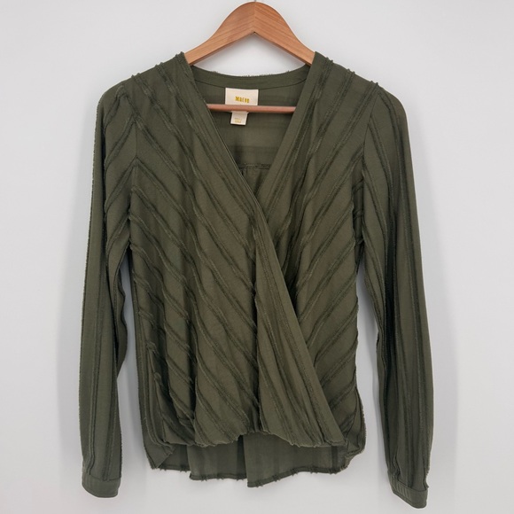 Maeve Tops - Anthropologie Maeve Audre Long Sleeve Textured Top Size Small Green